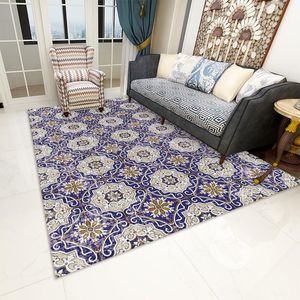 Carpetes Reese Living Room European e American Retro Pattern com tapetes anti -slip de alta qualidade, quarto El Sofá Casamento