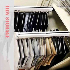 Extendable Closet Hanger Pull-Out Closet Valet Rod Adjustable Wardrobe Clothing Rail Top Mount Wardrobe rack Heavy Duty TE889 210702