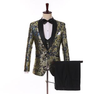 Terno masculino de três peças de estilo coreano Autocultivação Banqueto de moda casual Vestido de casamento pequeno Blazers Blazers