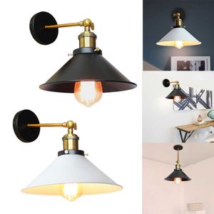 Vintage Loft LED vägglampa för hem industriell inredning retro badrum belysning järn lampskärm E27 Edison inomhus sovrum vägglampa 210724