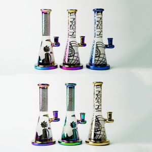 Duschkopf Perc Fared Mundstück 14 mm Innengelenk Wasserpfeifen Rigs 9 Zoll Glas Wasserbong Regenbogen Bunte Rohre Öl Dab Rig