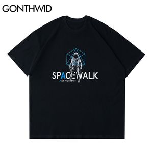 T-shirt Cópia do astronauta da geometria do Hip Hop Camisetas Tshirts Streetwear Fashion Harajuku Solta de Algodão Solta Manga Curta Tops 210602