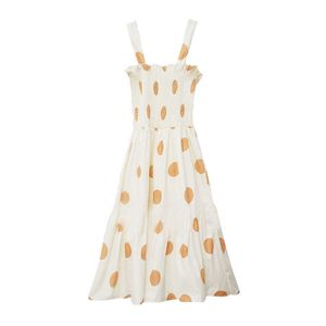 Kanske U Spaghetti Strap Ärmlös Gul Polka Dot Maxi Lång Klänning Sommar Elegant D1092 210529