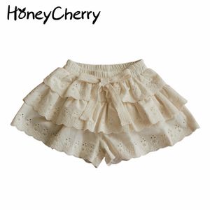 Summer children's cutout girls' multi-layer lace skirt pants kids shorts for girls summer shorts 210701