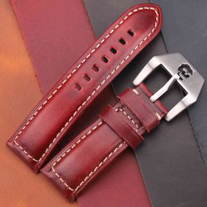 Vintage bands 22 24 26mm Cow Leather Strap Band Red Blue Green Brown Accessories For Panerai Watch