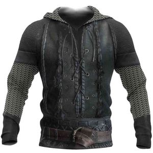 Cosmos Viking Warrior Tattoo Armor Fashion Tracksuit Funny 3D Print Pullover Unisex Zip/Hoodies/Sweatshirts/Jacket 210819