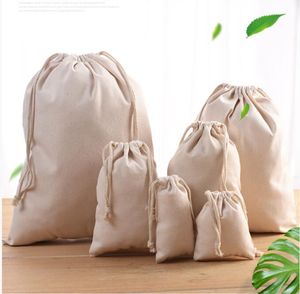 Gift Wrap Pouches Drawstring Bags Cotton Reusable Travel Pouch Vegetable Storage Backpack Tote Packing Bag Can be Screen Printed Machine Washable