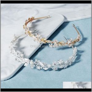 Clip Barrettes Drop Delivery 2021 Women Headpeice Handmade Sparkling Crystal Fascia per capelli Flower Leaf Band Tiara Sposa Gioielli per capelli da sposa Ac