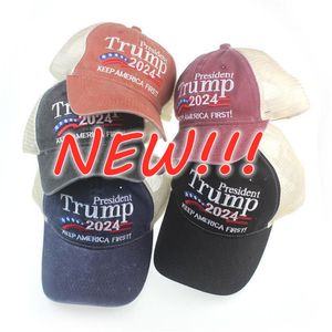 Cappello da baseball ricamato con berretto Donald Trump 2024 con cinturino regolabile 5 colori Commercio all'ingrosso DHL
