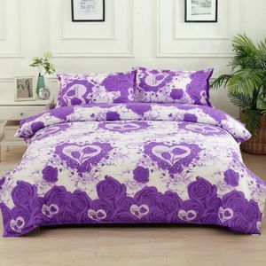 紫色のバラの花（枕カバーを含まない）クイーン掛け布団のデュヴァーカバー寝具キングサイズベッドキルトカバー服F0334 210420