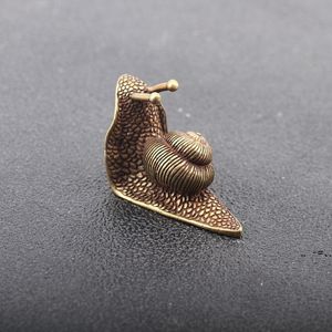 Newretro puro cobre mini caracol estátua ornamentos mesa antique bronze chá coleção de animais de estimação decorações home ewf7746