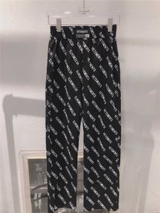 Marka Vetements Pantolon Erkek Kadın Yüksek Kaliteli Sokak Giyim Tasarımcı Vetements Düz Pantolon Kumaş VTM Pantolon Siyah Büyük Boy