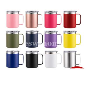 12 Unzen Bier Schluck Wein Tumbler Edelstahl Vakuum Kaffeetasse Becher Thermoskanne mit Griff Dichtung Deckel