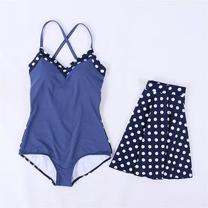 Women's Swimwear Women Swim Skirt Dot Patchwork Backless Sexy Halter Swimsuit Two Piece Sets Bathing Suit S-XL Beachwear Tankini