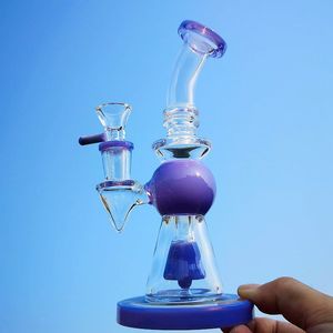 Kort Nect munstycke Hookahs 8 tum Heady 4mm Tjock Glas Bongs Duschhuvud Perkolator Oil Dab Rigs Pyramid Design Vattenrör 14mm Kvinna Joint med skål