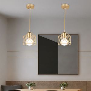 Nowoczesne LED Wisiorek Lampa Światła Żelaza Złoty Minimalistyczna Metalowa Klatka Wisiorki Lampy Salon Restauracja Restauracja Shop Bar Oprawa Dekoracja