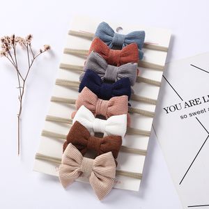 Solid Corduroy Baby Bow Headband Non-Wave Elastic Nylon Hair Bands Newborn Photography Props Fashion Headwraps Hair Accessories