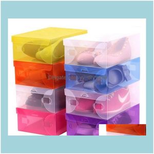 GREST EVENTO FESTIVO FESTIVO FESTIVO HOME GARDENHICACELAGEL 100pcs/lote feminino Pl￡stico Clear Shoes Caixa Organizador de armazenamento 28cm*18cm*10cm1 dr