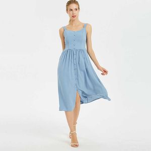 Women Summer Dress Beach Style V-hals Spaghetti Strap Chiffon Holiday Kne-Length 8 Colors Vestidos Frocks for Women 210625