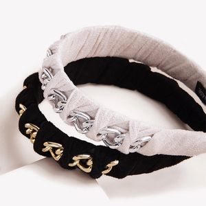 Mulheres Meninas Veludo Trançado Chain Headband Headband Acessórios para Cabelo Adulto