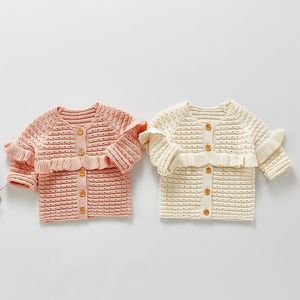 Spring Autumn Cute Baby Girls Pure Color Cardigan Coat Clothing Kids Long Sleeve Knit Children s 210521