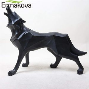 Ermakova Wolf Statue Modern Abstrakt Geometrisk Stil Resin Wolf Animal Figurine Office Hem Dekoration Tillbehör Gåva 210727