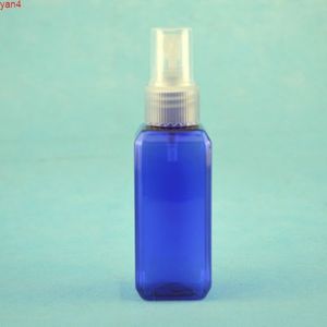 50 ml x 300 bottiglie di plastica vuote quadrate blu con bottiglie di profumo spray nebulizzato, contenitore per imballaggio cosmetico colorato da 50 cc