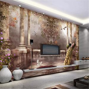 3D壁画壁紙ヨーロッパガーデンロココローマンコラムステレオ油絵リビングルームベッドルームテレビ背景壁の壁紙
