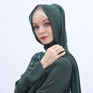 Ethnic Clothing Scarves Muslim Women Hijab Chiffon Solid Elegant Fashion Veil Head Scarf Turbans Women's Hijabs Long Caps Hat Islamic
