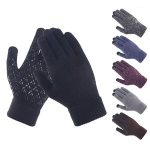 Пять пальцев перчатки зимняя мода Мужчины для взрослых плюс утолщенные вязаные шерстяные велосипедные велосипедные велосипедные рукавицы