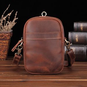Men Genuine Leather Waist Bag Male Small Vintage Mesenger Real Leather Belt Easy Travel Fanny Shoulder