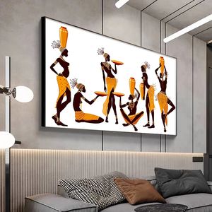 Abstract African Woman Canvas Painting Modern Wall Art Posters and Prints Simplicity Decoration Pictures for Living Room Mural