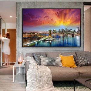 Brooklyn Bridge Nachtansicht Landschaft Leinwand Gemälde an der Wand Kunst Poster und Drucke New York City Kunst Bilder Home Decor