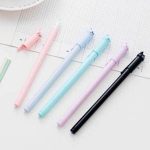 120 PCS Creative Papelaria Atacado Pena de Estudante Cute Gato Gel Pen 0.5mm Preto Tinta Caneta School School Material de Escritório Supplies 210330