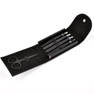 Pinzette per sopracciglia Kit forbici Piegaciglia 5pc / Set Applicatore per ciglia con borsa in pelle Pinza per estensione Clip ausiliaria Morsetto Strumenti per il trucco Multifunzione