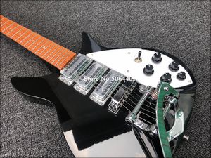 25 Gitara elektryczna, Rickenback-6 String Gitara elektryczna, Jasna czarna farba, wysokiej jakości materiał, podwójny krawędź, sklep niestandardowy