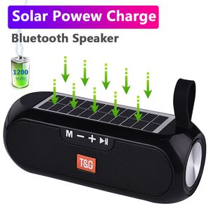TG182 Solar Charging Bluetooth Speaker Portable Column Wireless Stereo Music Box Loudspeaker Sport Outdoor Waterproof Speakers Bass Soundbox