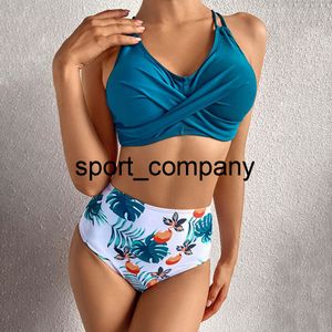 2021 Ny ankomst Kvinnor Tryck Bikinis Backless Badkläder Två Piece Baddräkter Kvinnlig Sexig Baddräkt Sommar Vintage Beachwear