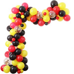 117 stks rood geel zwart ballon Garland Arch Kit polka dot latex ballon baby shower bruiloft verjaardagsfeestje decoraties balls x0726