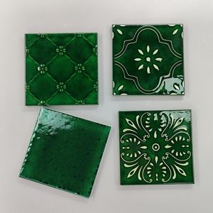 Handmade Dark Green Retro Tiles with Ice Crack Finish for Kitchen & Bathroom Walls - Nordic Style Ceramic Brick
