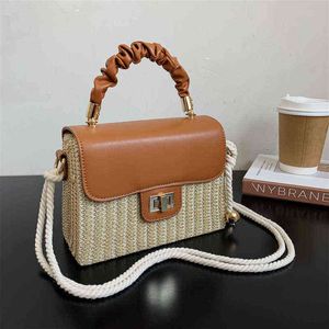 Beach Bags Straw Bag Female National Style Portable Woven Small Square Urban Simple One Shoulder 220301