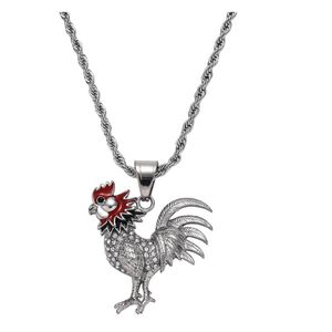 Pendentif Poulet Or achat en gros de hip hop animal portrait de poulet pendentif colliers pour hommes femmes de luxe designer hommes diamant gold chaîne collier bijoux cadeau d amour