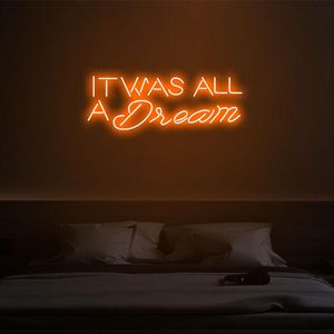 その他のイベントパーティー用品「It Was All A Dream」ネオンサインカスタムライトLEDピンクホームルーム壁装飾インショップ装飾バー