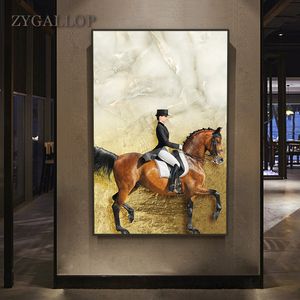 Modern väggkonstbild Klassisk hästkapplöpning Canvasmålning Stor storlek Väggbilder för vardagsrum Heminredningsaffischer Cuadros