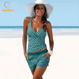 Plus Size Bademode Frauen Tankini Badeanzüge Hohe Taille Badeanzüge Polka Dot Badeanzug Vintage Retro Bikini Set Beachwear 210521