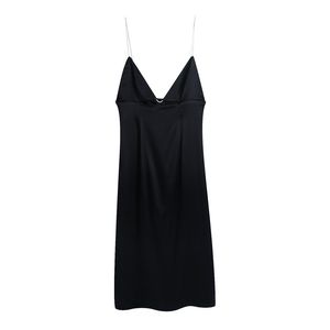 BLSQRファッションセクシーなVネックスパゲッティストラップMIDIドレス女性ビンテージ背中のレス分割裾の女性ドレスMujer 210430