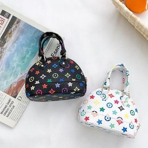 Blumen Gedruckt Kinder Muster Buchstaben Einzelne Schulter Handtaschen Zylinder Kissen Designer Mädchen Kreisförmige Eimer Taschen Kinder PU Leder