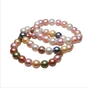 Perlen Stränge mm Runde Perlen Mode Multicolor Natural Shell Tahitian Black Südsee Perlen Armband Elastische Linie
