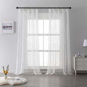 Curtain & Drapes 6 Type Embroidered Sheer Curtains For Living Room Bedroom Elegant Tulle Embroidery White Voile Panel