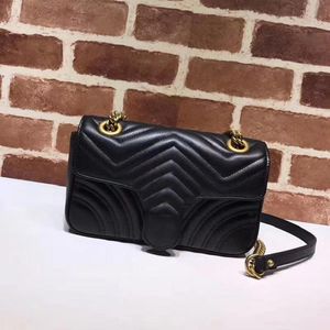 Sagniere di design di lusso di alta qualità Marmont Wave Chain Borse Worthet Ladies Genuine in pelle Diagonale a una spalla di alta qualità borse di moda